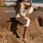 Linen Plaid Sweetheart Bow Tie Frill Spaghetti Strap Crop image 3