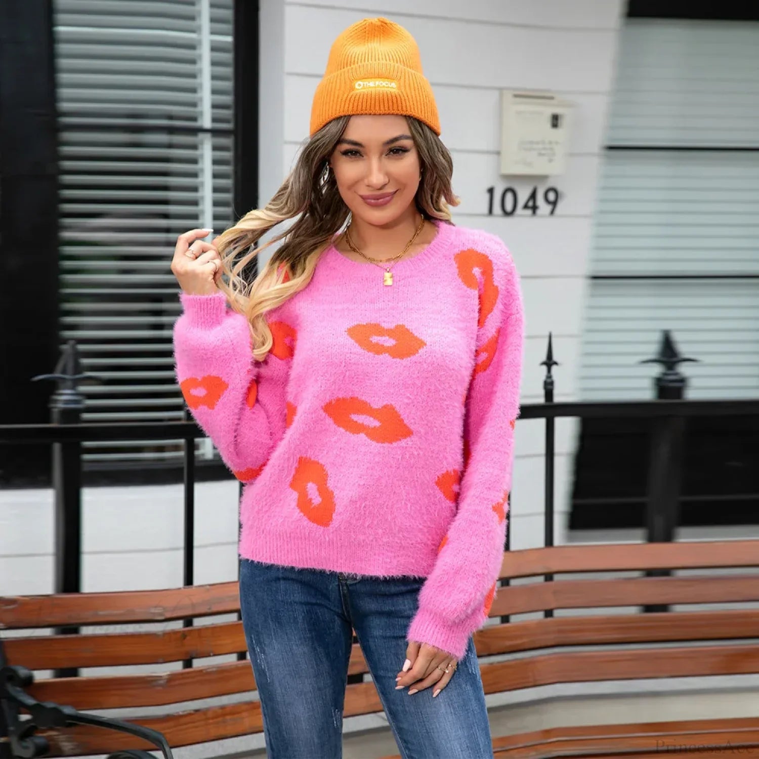 Lip Fur Crochet Work Sweater image 3