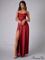 Lola High Stylish Slit Satin Dress image 2