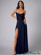 Lola High Stylish Slit Satin Dress image 1
