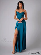 Lola High Stylish Slit Satin Dress image 5