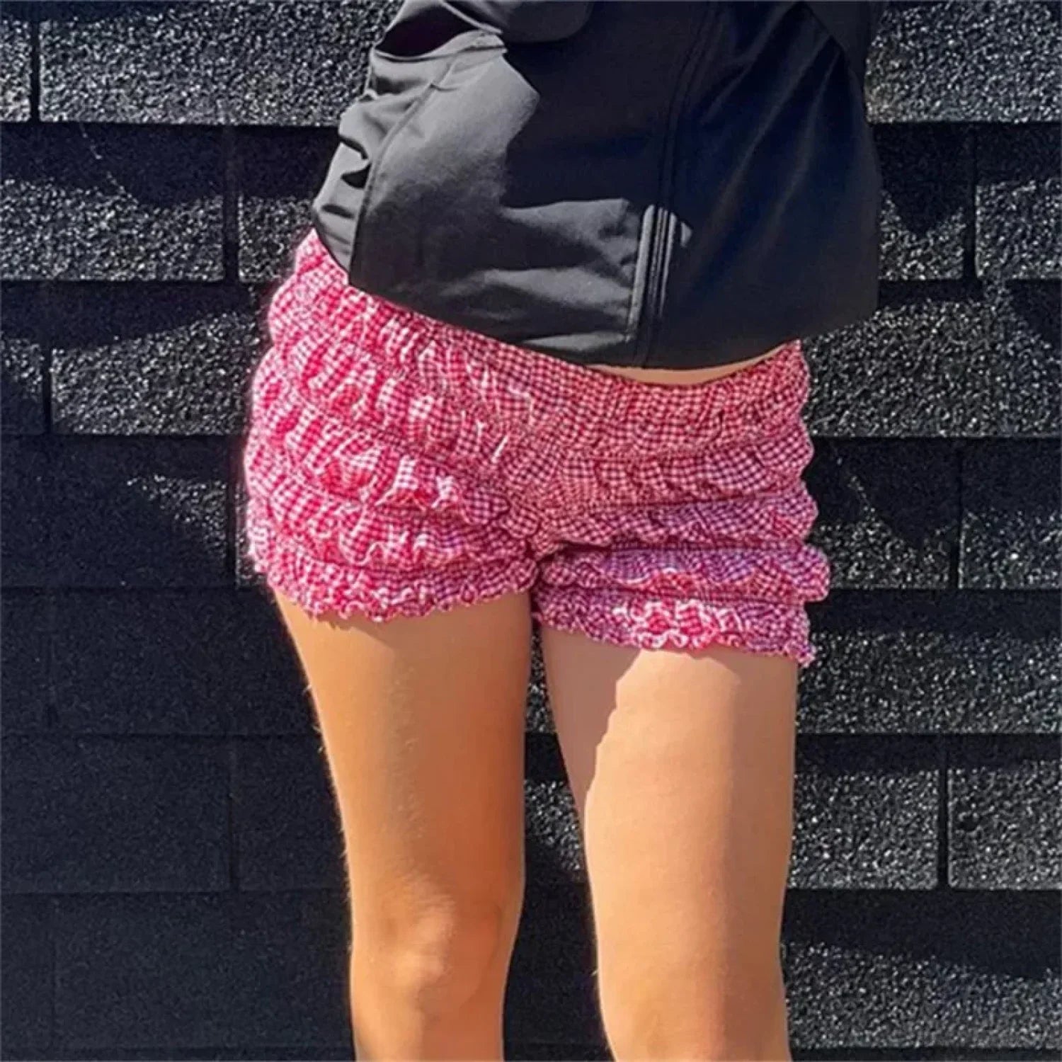 Lolita Plaid Ruffled Tiered Short image 1