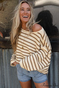 Long and Sweater with Striped Neck Boat Sleeves image 1