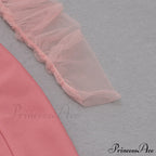 Long Arm Pink Warm-Season Sexy Bodycon Mesh Shoulder Bandage Backless Mini Women Off Dress image 13