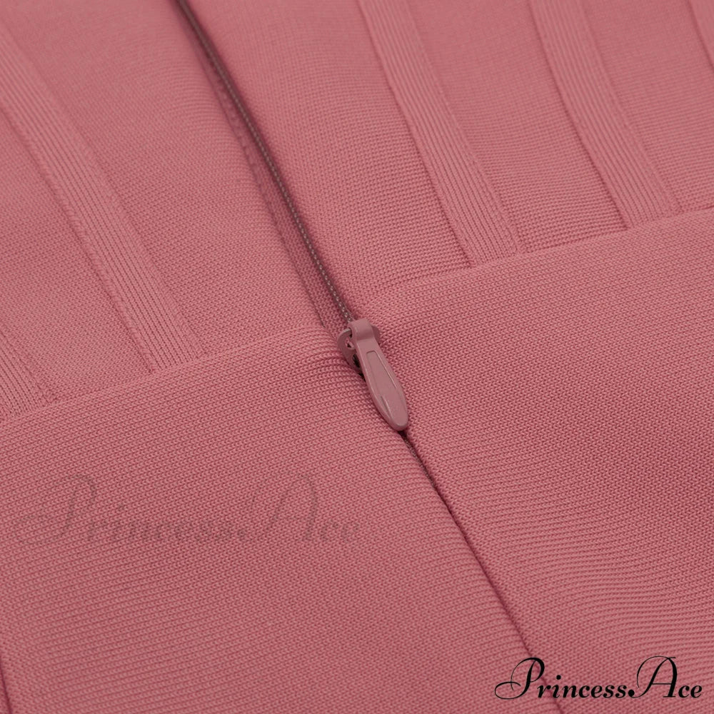 Long Arm Pink Warm-Season Sexy Bodycon Mesh Shoulder Bandage Backless Mini Women Off Dress image 15