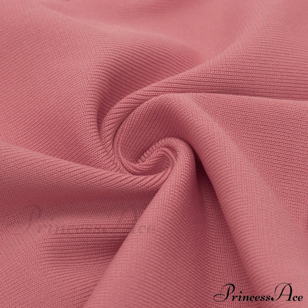 Long Arm Pink Warm-Season Sexy Bodycon Mesh Shoulder Bandage Backless Mini Women Off Dress image 16