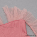 Long Arm Pink Warm-Season Sexy Bodycon Mesh Shoulder Bandage Backless Mini Women Off Dress image 11