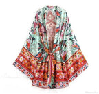 Long Boho Kaftan Rayon Floral Print Bikini Cover Up image 4