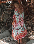 Long Boho Kaftan Rayon Floral Print Bikini Cover Up image 1
