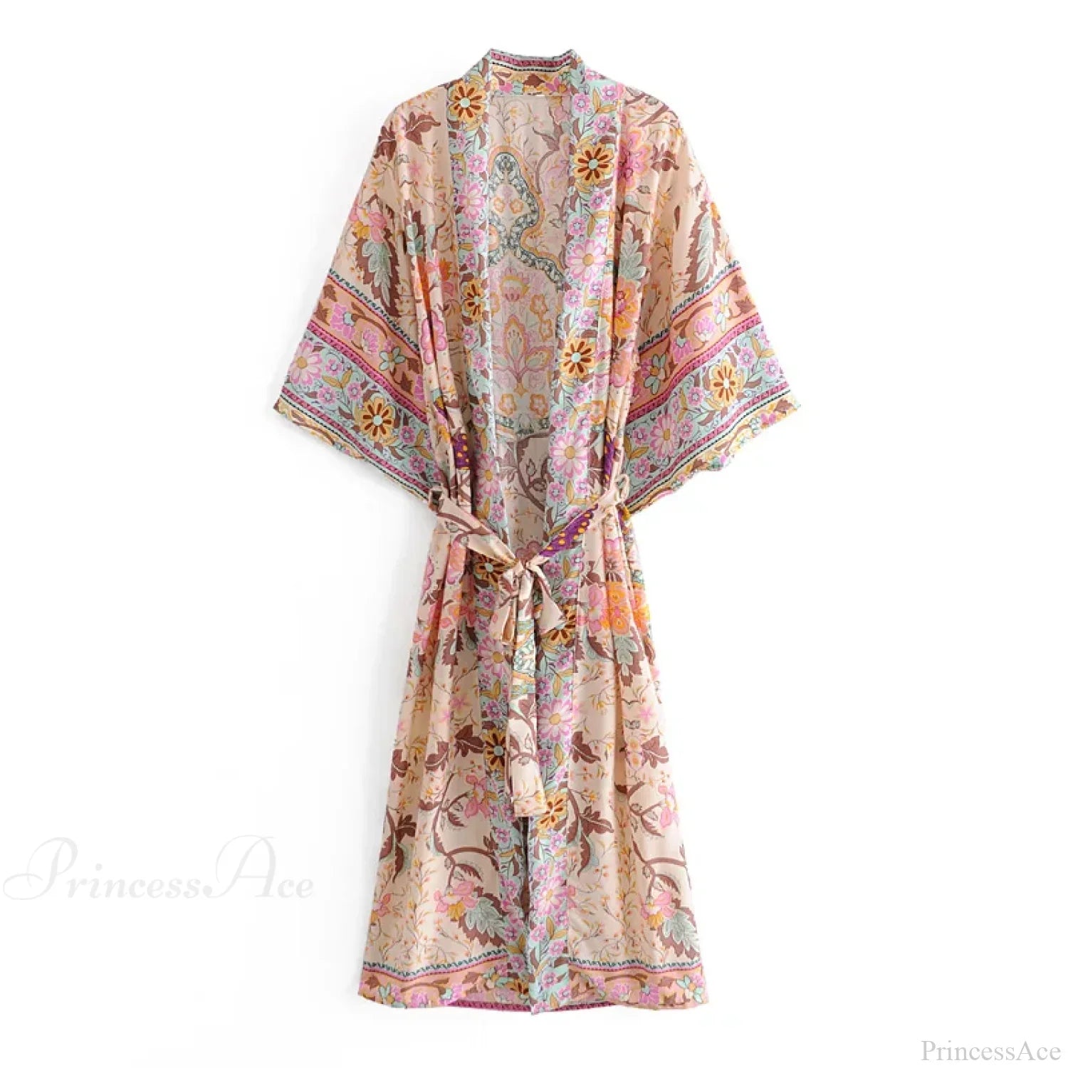 Long Boho Kaftan Rayon Floral Print Bikini Cover Up image 3