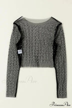 Long Cropped with Pearl Top Mesh Sleeves image 6