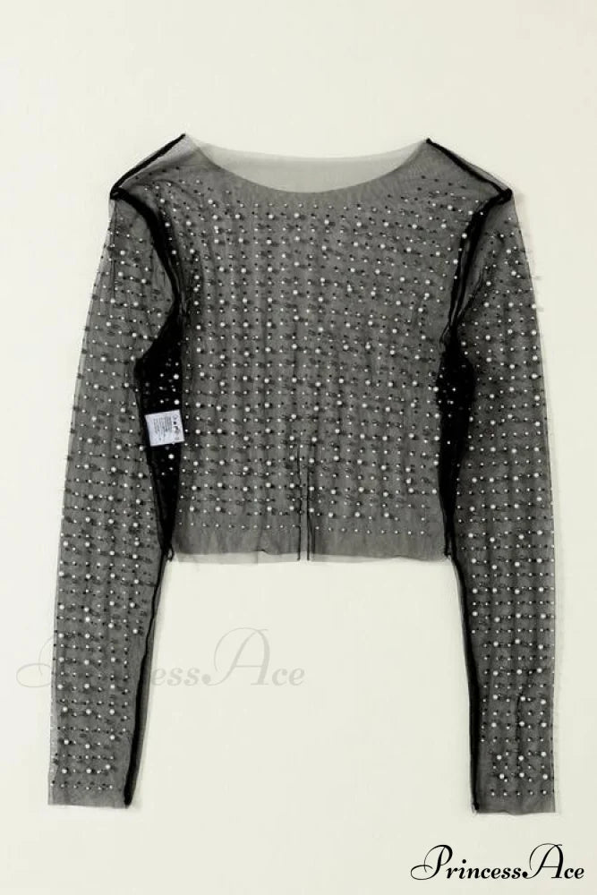 Long Cropped with Pearl Top Mesh Sleeves image 6