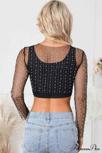 Long Cropped with Pearl Top Mesh Sleeves image 2