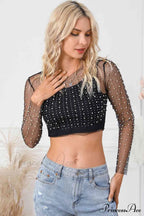 Long Cropped with Pearl Top Mesh Sleeves image 4