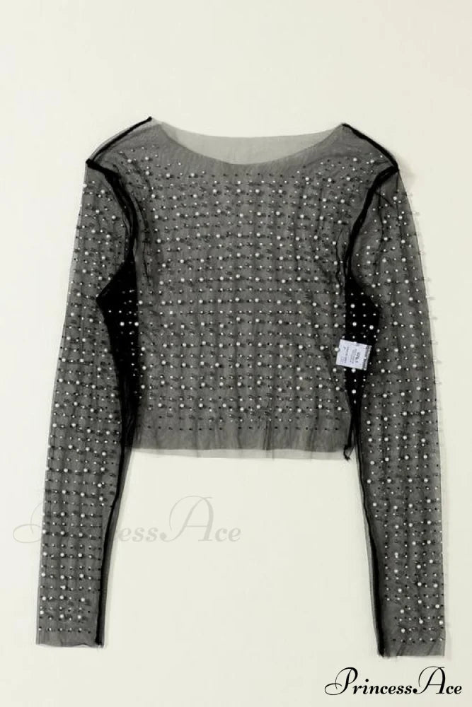 Long Cropped with Pearl Top Mesh Sleeves image 5
