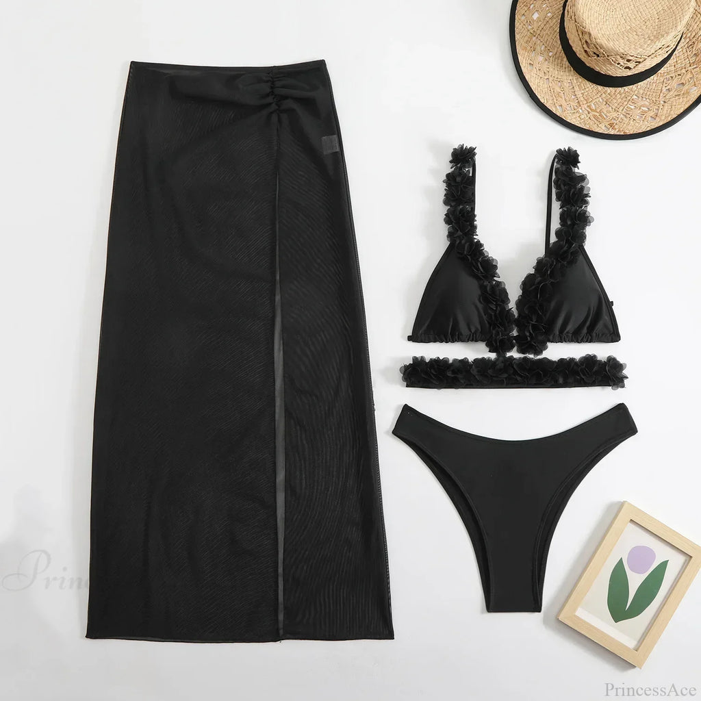 Long Dress Cover Up Bikini Three Piece Swimsuit image 3