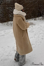 Long Fleece Sherpa Warm Fuzzy Overcoat image 2