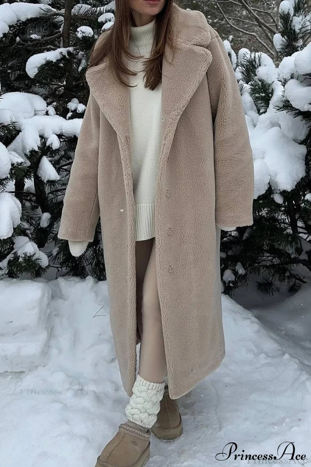 Long Fleece Sherpa Warm Fuzzy Overcoat image 4