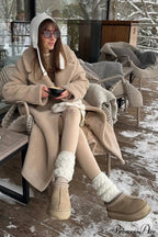 Long Fleece Sherpa Warm Fuzzy Overcoat image 3