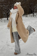 Long Fleece Sherpa Warm Fuzzy Overcoat image 1