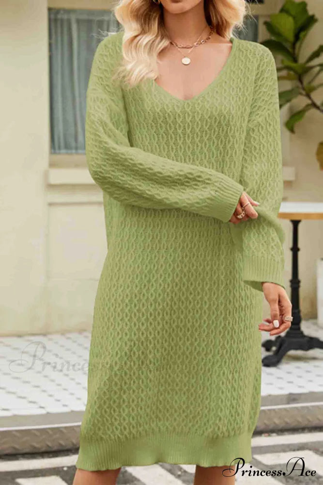 Long Knitted Sweater Dress in Solid Color image 8