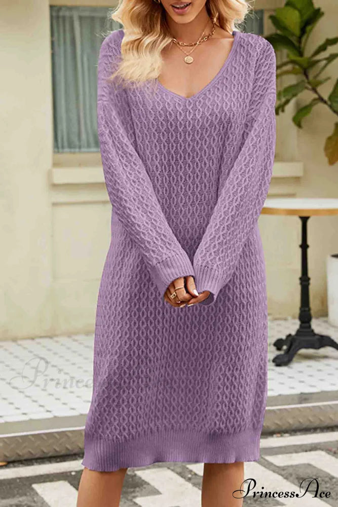 Long Knitted Sweater Dress in Solid Color image 11