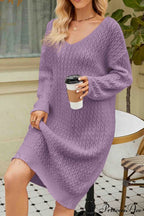 Long Knitted Sweater Dress in Solid Color image 10