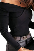 Long Ribbed Arm Knit Crisscross Top image 3