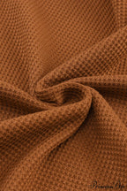 Long Round Arm Neck Brown Textured Top image 12