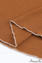 Long Round Arm Neck Brown Textured Top image 11