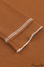 Long Round Arm Neck Brown Textured Top image 10