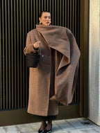 Long Scarf Wool Blends Coat image 3