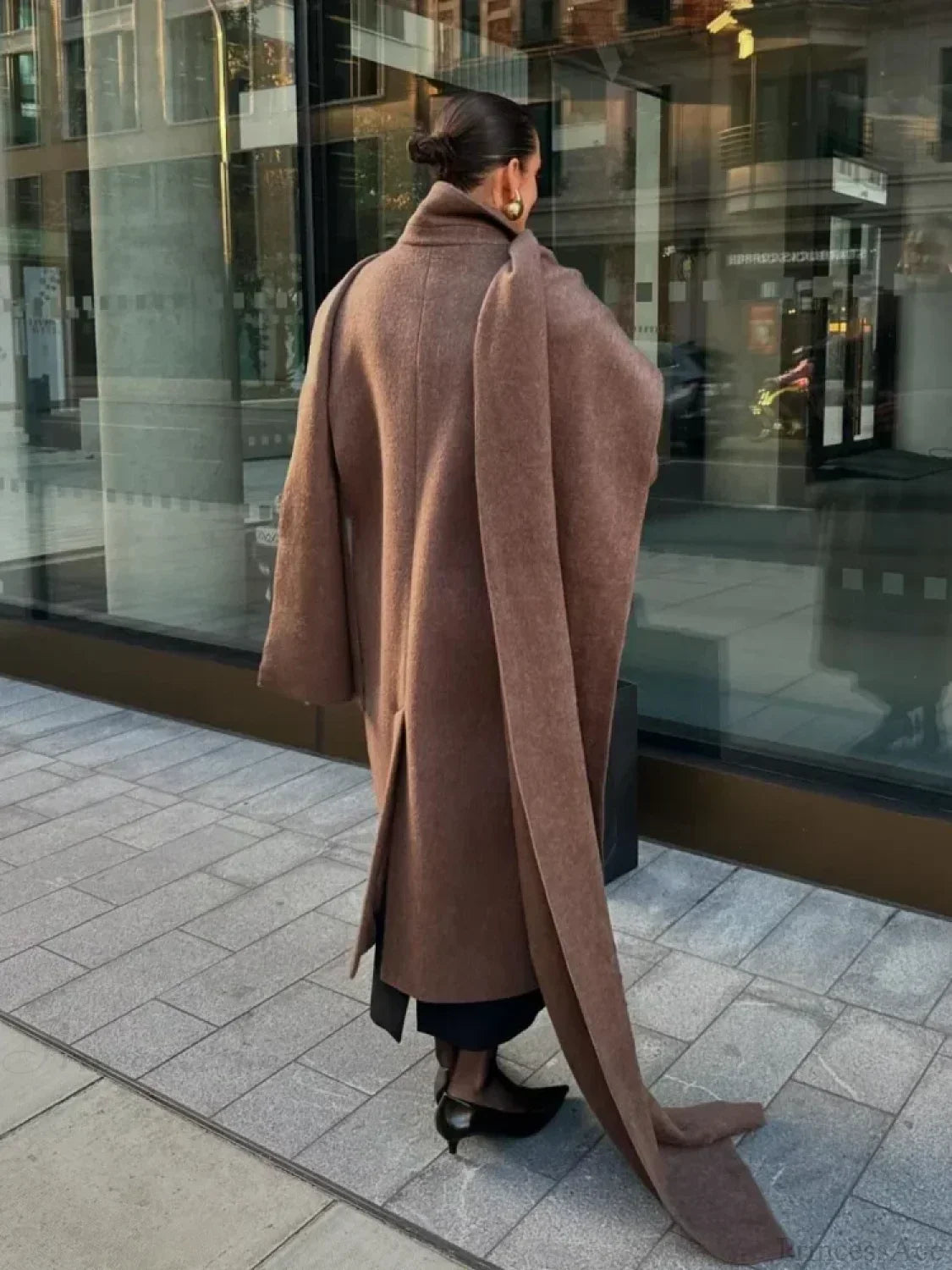 Long Scarf Wool Blends Coat image 6