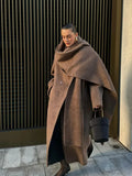 Long Scarf Wool Blends Coat image 7