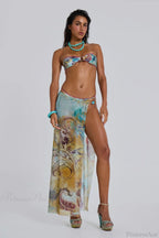 Long Skirt Bikini with Tassels Three Piece Swimsuit image 1
