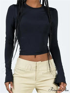 Long Sleeve Backless Casual Slim Fit Pullovers T-Shirts image 2