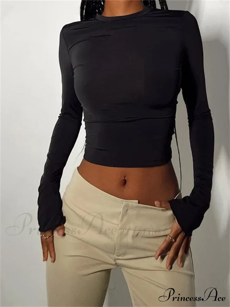 Long Sleeve Backless Casual Slim Fit Pullovers T-Shirts image 7