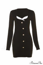 Long Sleeve Bodycon Dress with Buttons image 6