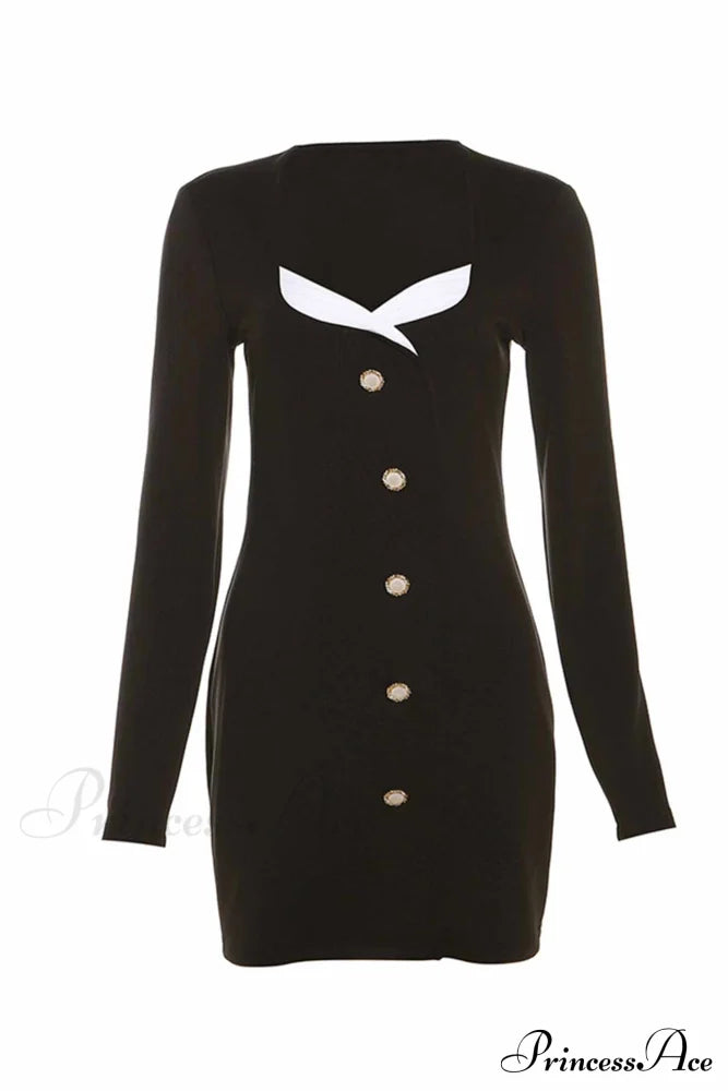 Long Sleeve Bodycon Dress with Buttons image 6