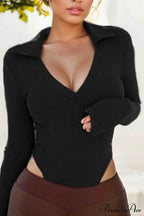 Long Sleeve Bodycon Rompers with Polo Neck image 6