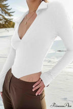 Long Sleeve Bodycon Rompers with Polo Neck image 11