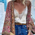 Long Sleeve Bohemian Floral Beach Cover Up image 3