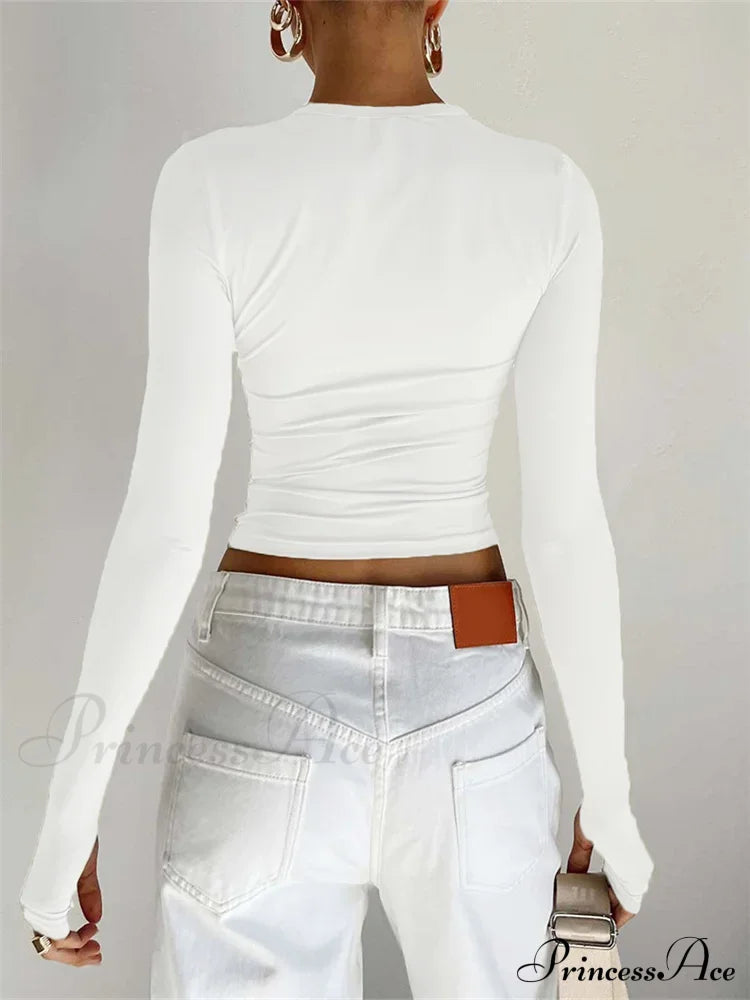 Long Sleeve Casual Pullover Thumb Hole Base T-Shirts image 5