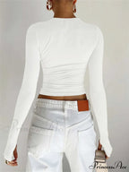 Long Sleeve Casual Pullover Thumb Hole Base T-Shirts image 5