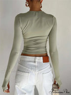 Long Sleeve Casual Pullover Thumb Hole Base T-Shirts image 2