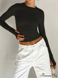 Long Sleeve Casual Pullover Thumb Hole Base T-Shirts image 6
