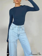 Long Sleeve Casual Pullover Thumb Hole Base T-Shirts image 7