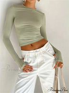Long Sleeve Casual Pullover Thumb Hole Base T-Shirts image 1