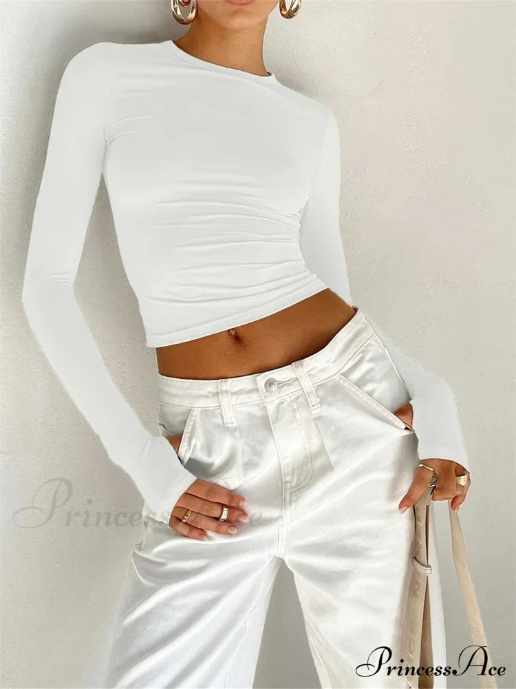 Long Sleeve Casual Pullover Thumb Hole Base T-Shirts image 8