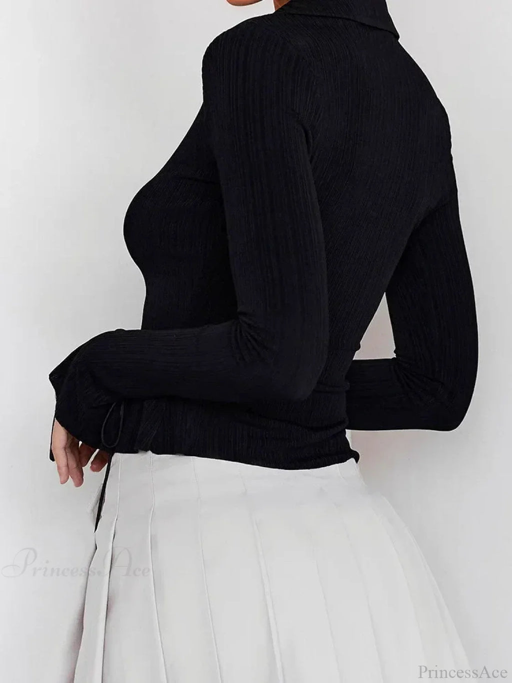 Long Sleeve Casual Turn-Down Collar Button-Down Knit Top image 4